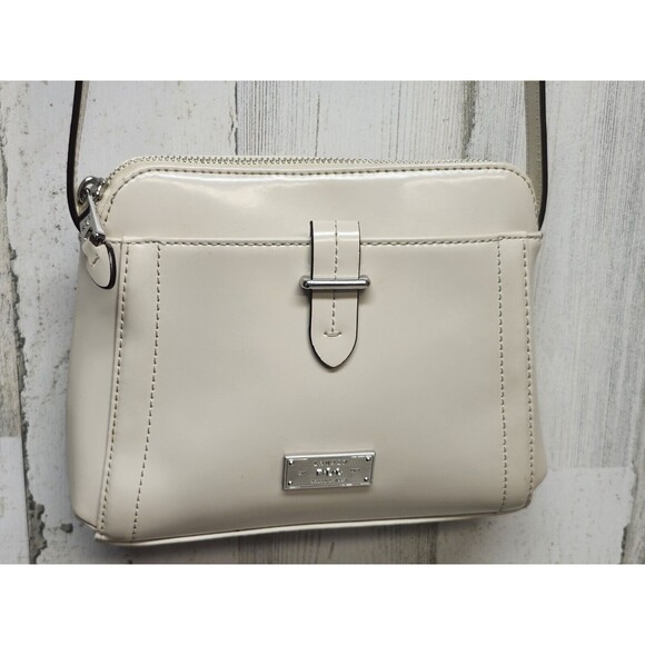 R.L.L Lauren Ralph Lauren Crossbody Bag Cream Small Leather Classic Purse - Picture 2 of 16